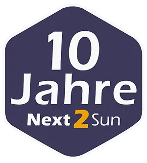 Banner mit Schrift 10 Jahre Next2Sun
